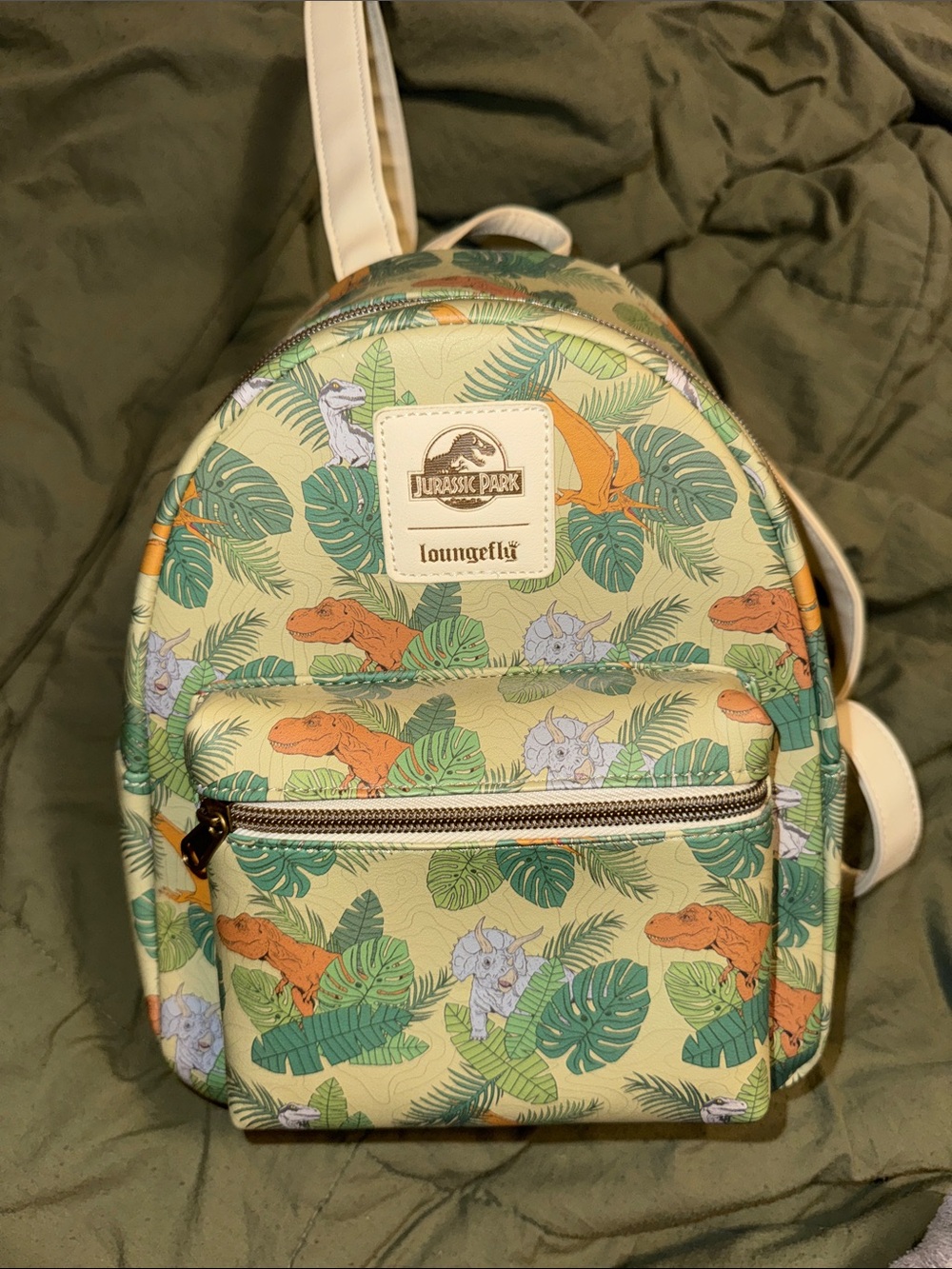 Loungefly Kids Cream Jurassic Park Dinosaur Print Mini Backpack